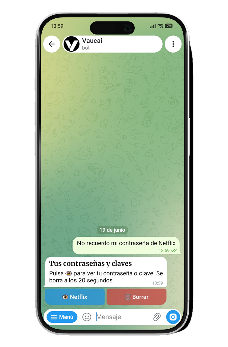 El asistente Vaucai guardando y mostrando una contraseña que el usuario no recordaba