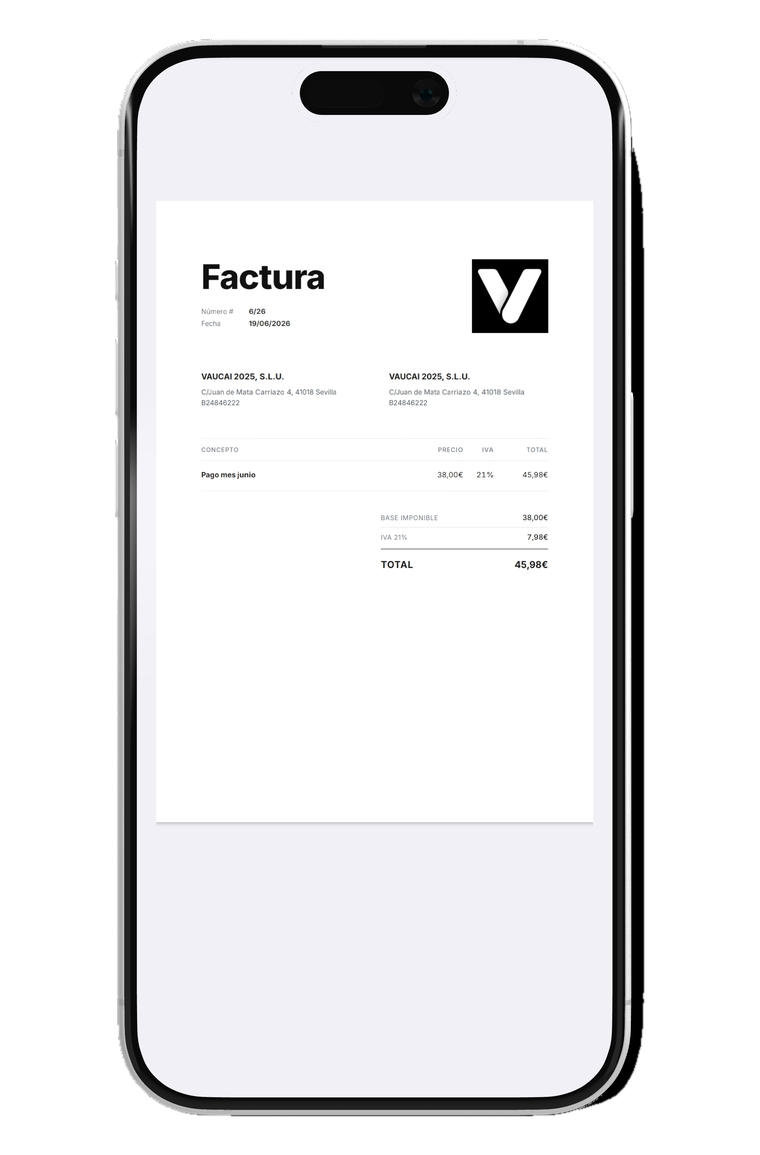 La factura en PDF creada por Vaucai